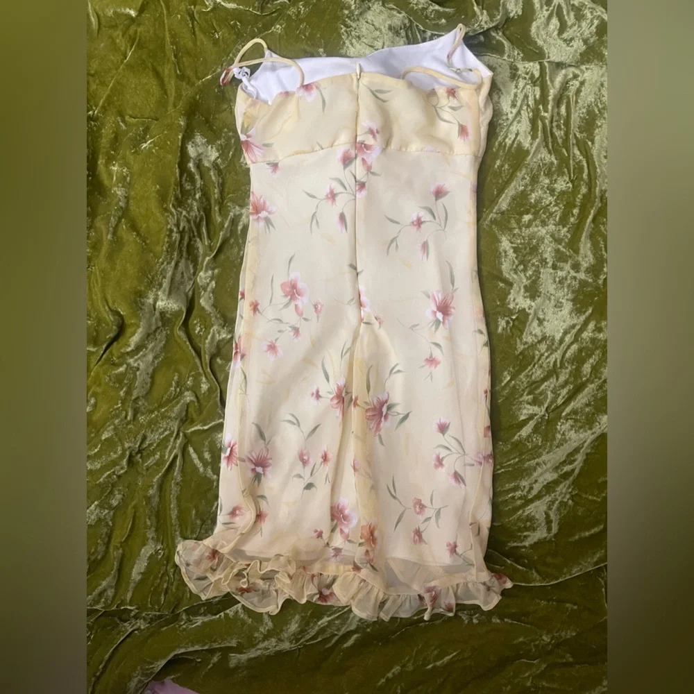 My Michelle Floral Flower yellow summer milk made dress cottage core ruffle - Picture 6 of 11